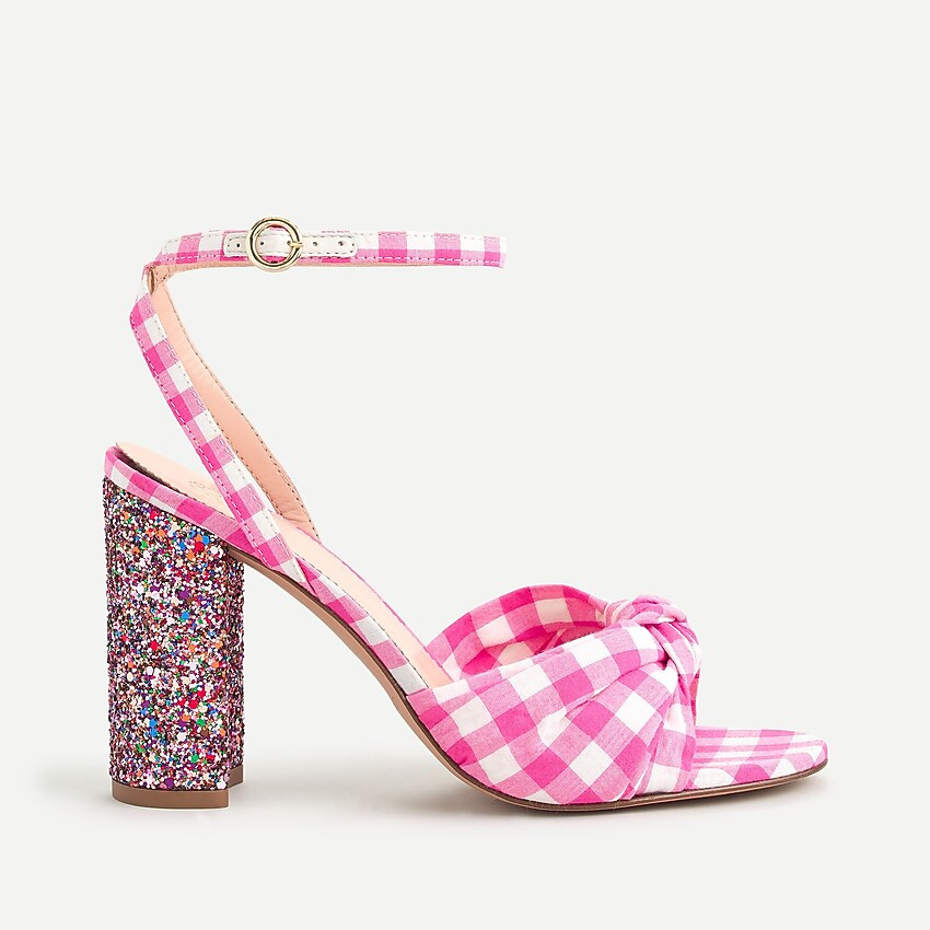 Stella heels in gingham with glitter heel | J. Crew US
