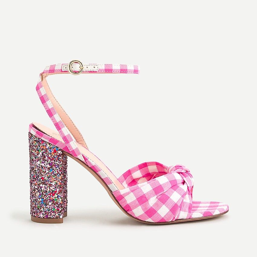 Stella heels in gingham with glitter heel | J.Crew US