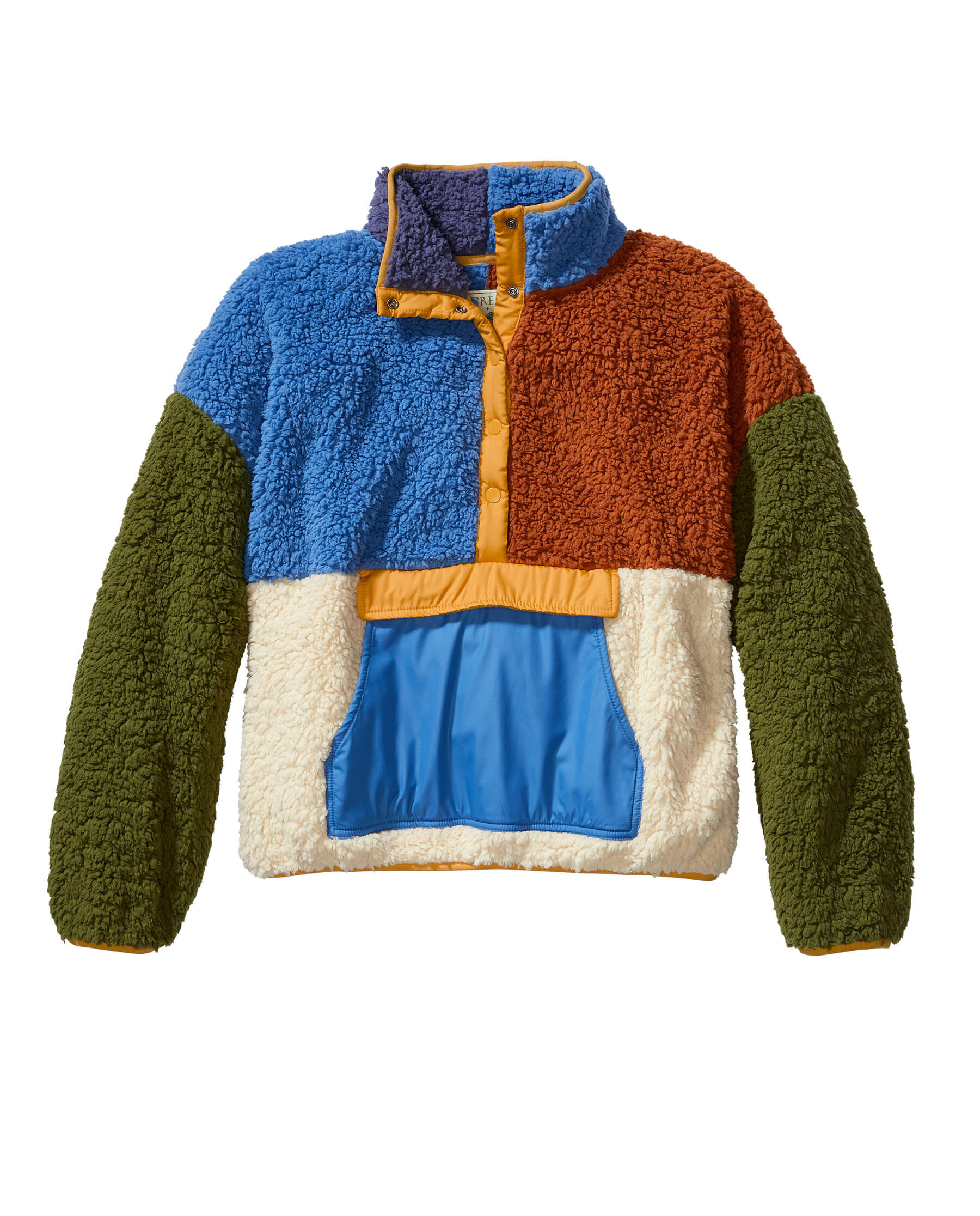 The Great + Eddie Bauer The Colorblocked Plush Fleece Pullover. | THE GREAT.
