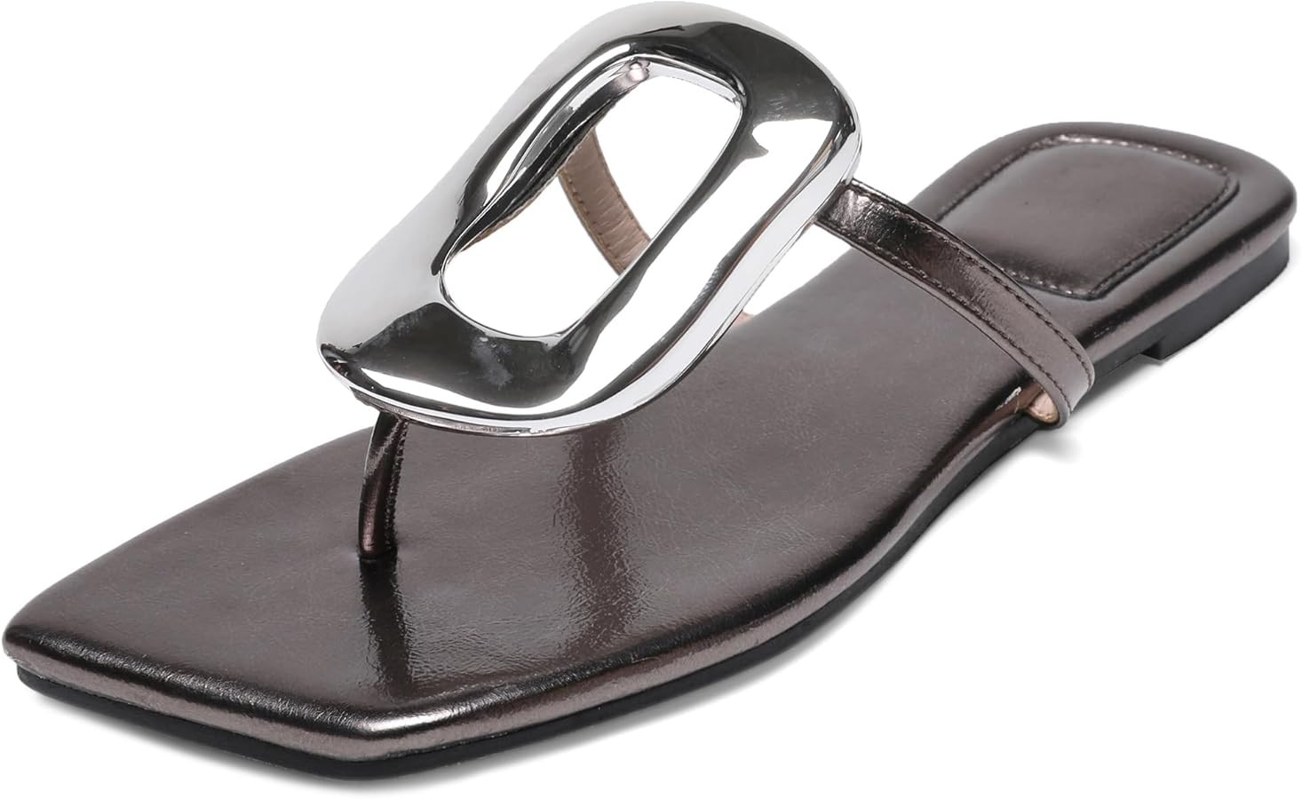 Flip-Flops Sandals for Women Comfortable Open Square Toe Slip on Beach Thong Sandals Casual Fashi... | Amazon (US)