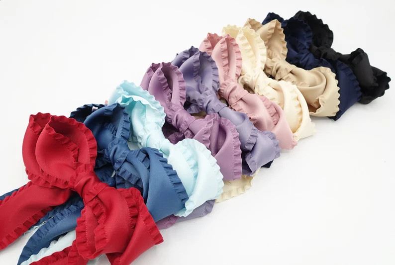 Long tail frill hair bow edge decorated women hair french | Etsy | Etsy (US)