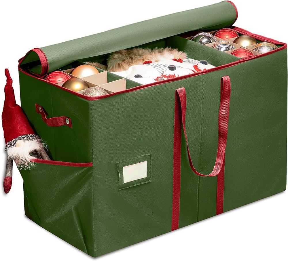 ZOBER Christmas Ornament Storage Box - Stores 80 Ornaments W/Dividers - Christmas Ornament, Figur... | Amazon (US)