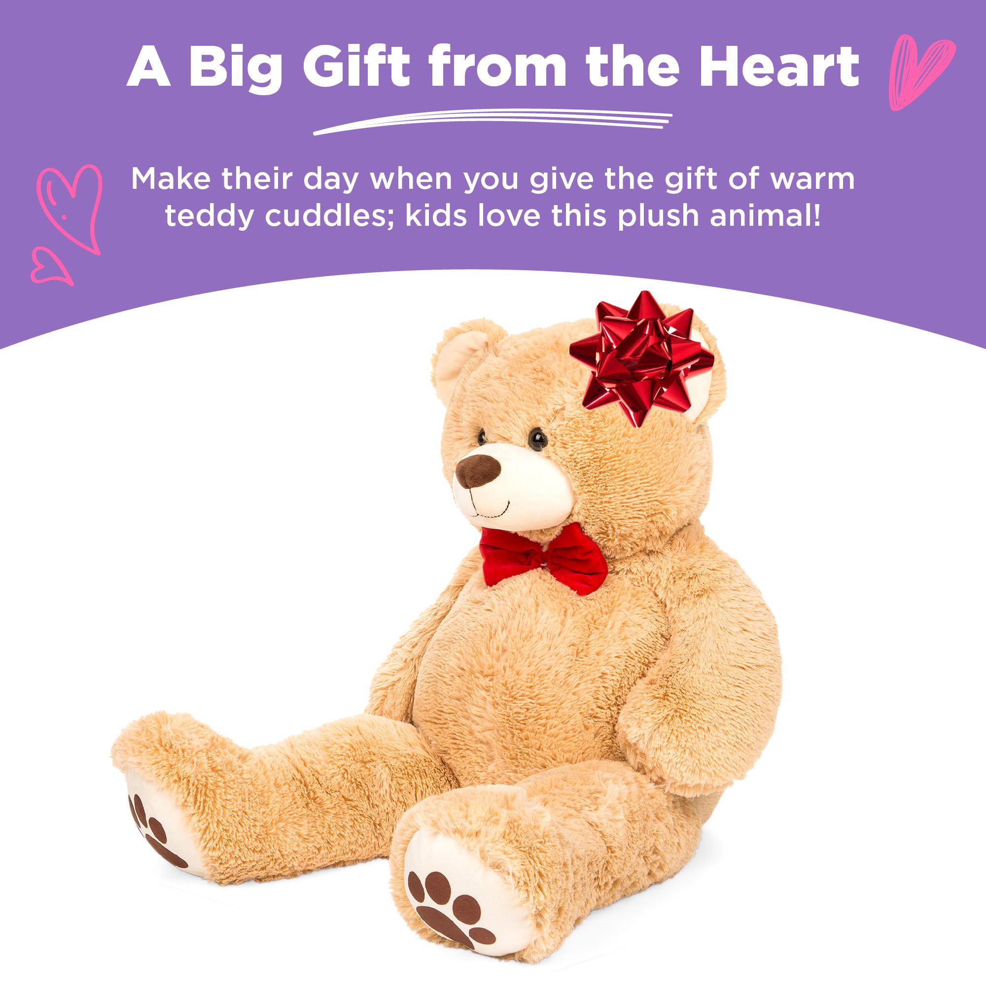 Best Choice Products 38in Giant Soft Plush Teddy Bear Stuffed Animal Toy w/ Bow Tie, Footprints -... | Walmart (US)