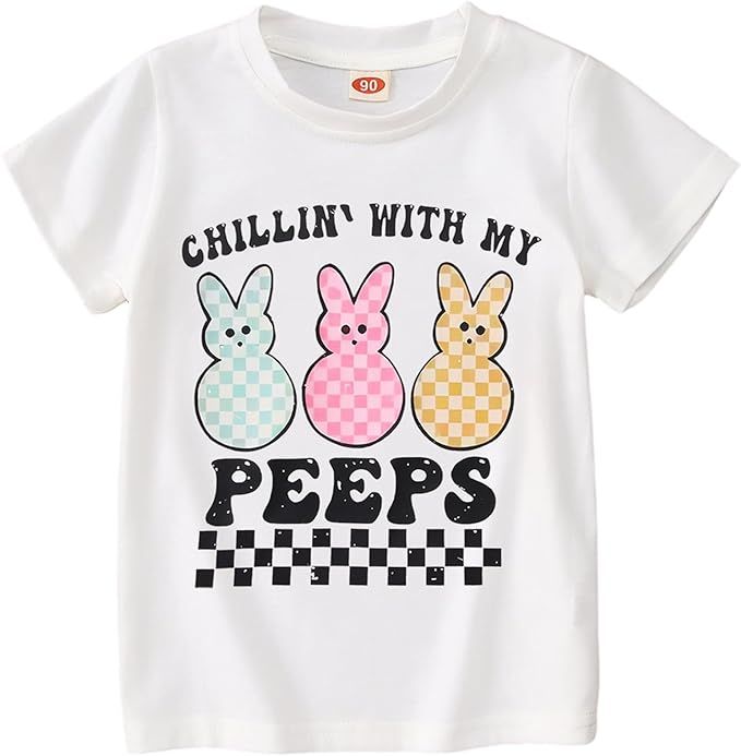 BOUTIKOME Toddler Boys Girls Easter Shirts Baby Bunny T-Shirt Kids Short Sleeve Tees Chillin’ w... | Amazon (US)