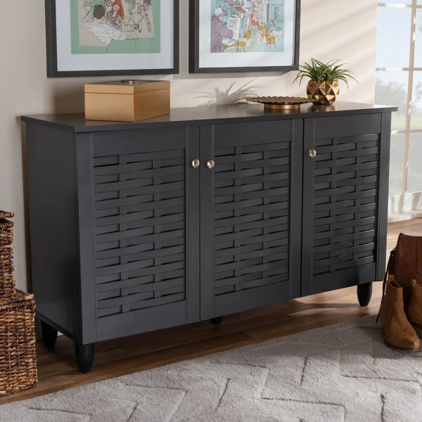 12 Pairs Dark Gray Manufactured Wood Shoe Storage Cabinet | Wayfair North America