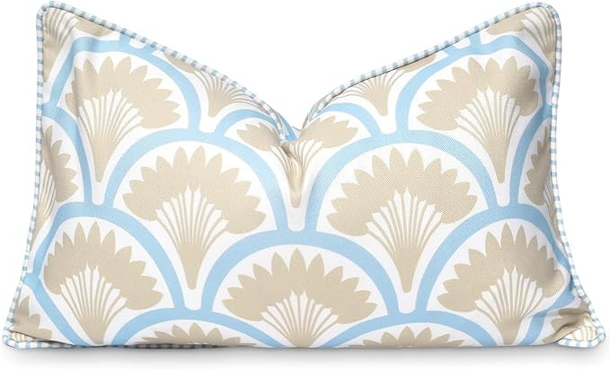 Hofdeco Premium Coastal Patio Indoor Outdoor Lumbar Pillow Cover Only, 12"x20" Water Repellent fo... | Amazon (US)