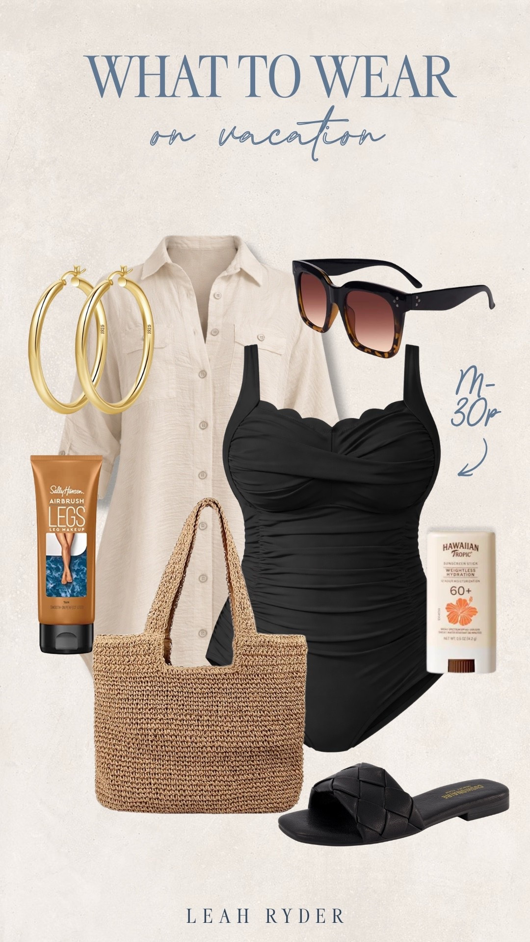 This is such a classic, flattering vacation look 🖤 I love a good ruched one-piece—it hugs in all the right places and feels super supportive (this one looks like it comes in extended sizing too 🙌). Throw on an oversized button-down for an easy cover-up moment, add the woven tote + slides, and you’re ready for beach to lunch in seconds. Chic, simple, and you’ll rewear every piece!

#LTKSwim #LTKTravel #LTKPlusSize