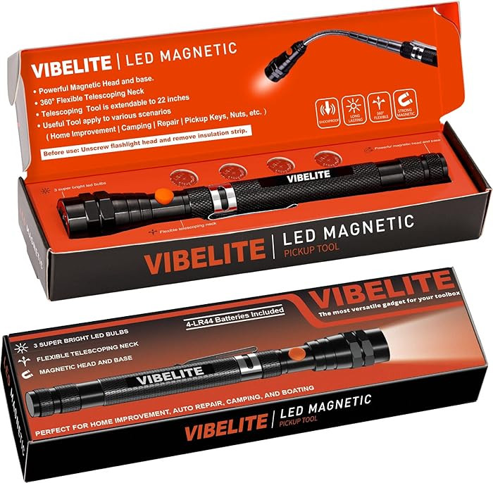 VIBELITE Gifts for Dad, Magnetic Pickup Tool with LED, Telescoping Magnet Flashlight, Birthday Ga... | Amazon (US)
