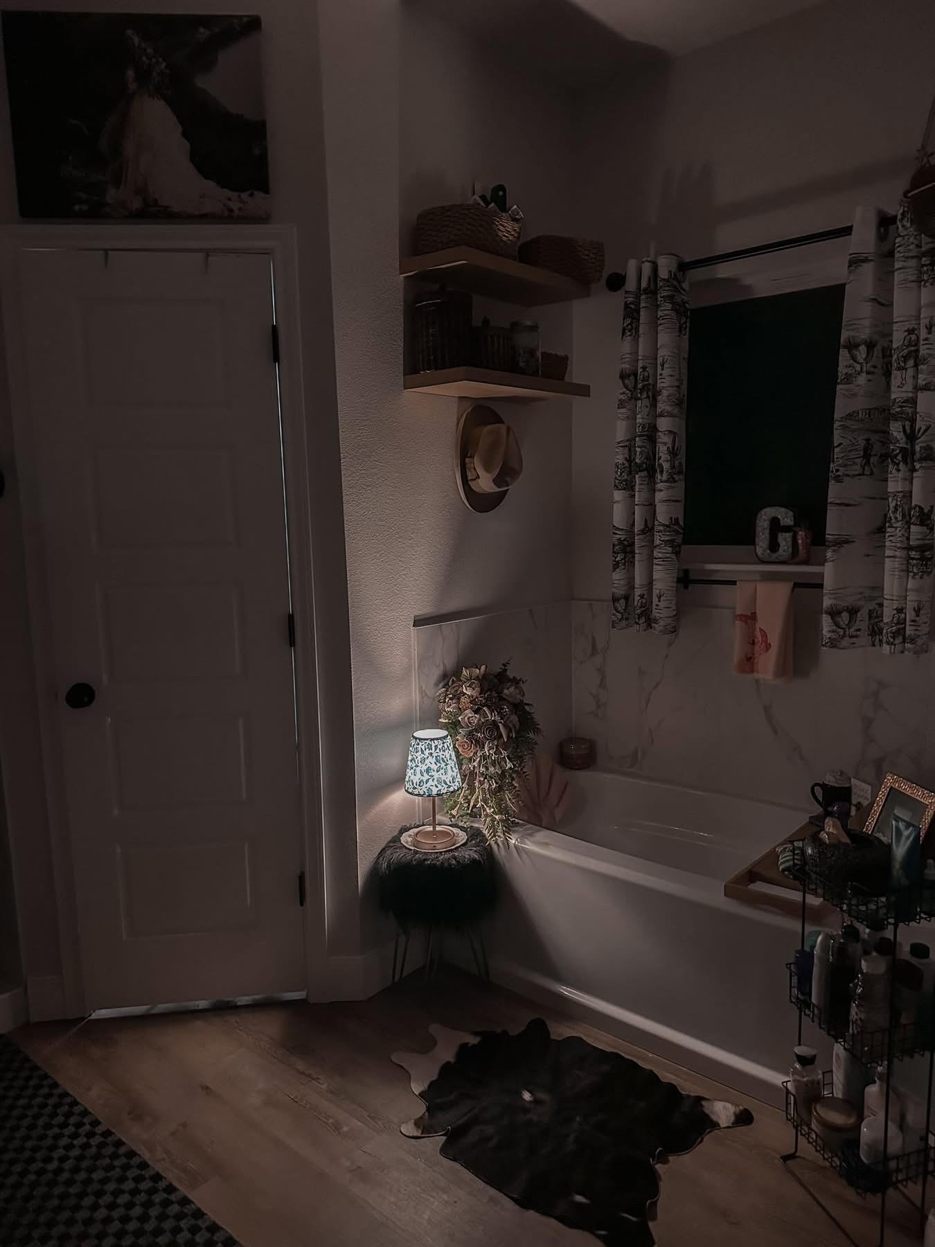 I highly recommend getting a rechargeable lamp for your bathroom for the vibes 😌😂