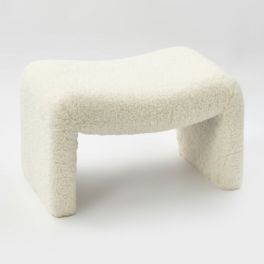 White Sherpa Footstool 45x72cm | TK Maxx