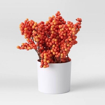 9.5&#34; x 6.5&#34; Artificial Orange Berry Plant Arrangement in Pot - Threshold&#8482; | Target