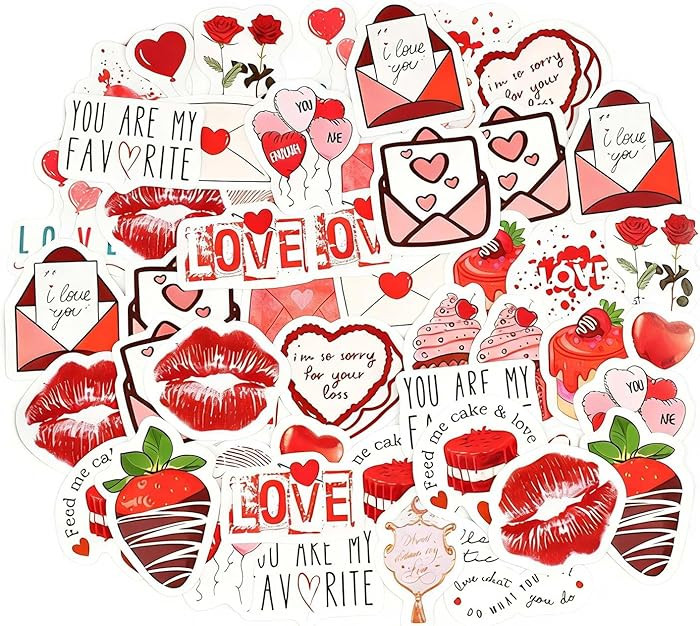 46PCS Love Stickers,Valentines Decorations, Romantic Love Hearts Stickers, Valentine's Day Sticke... | Amazon (UK)