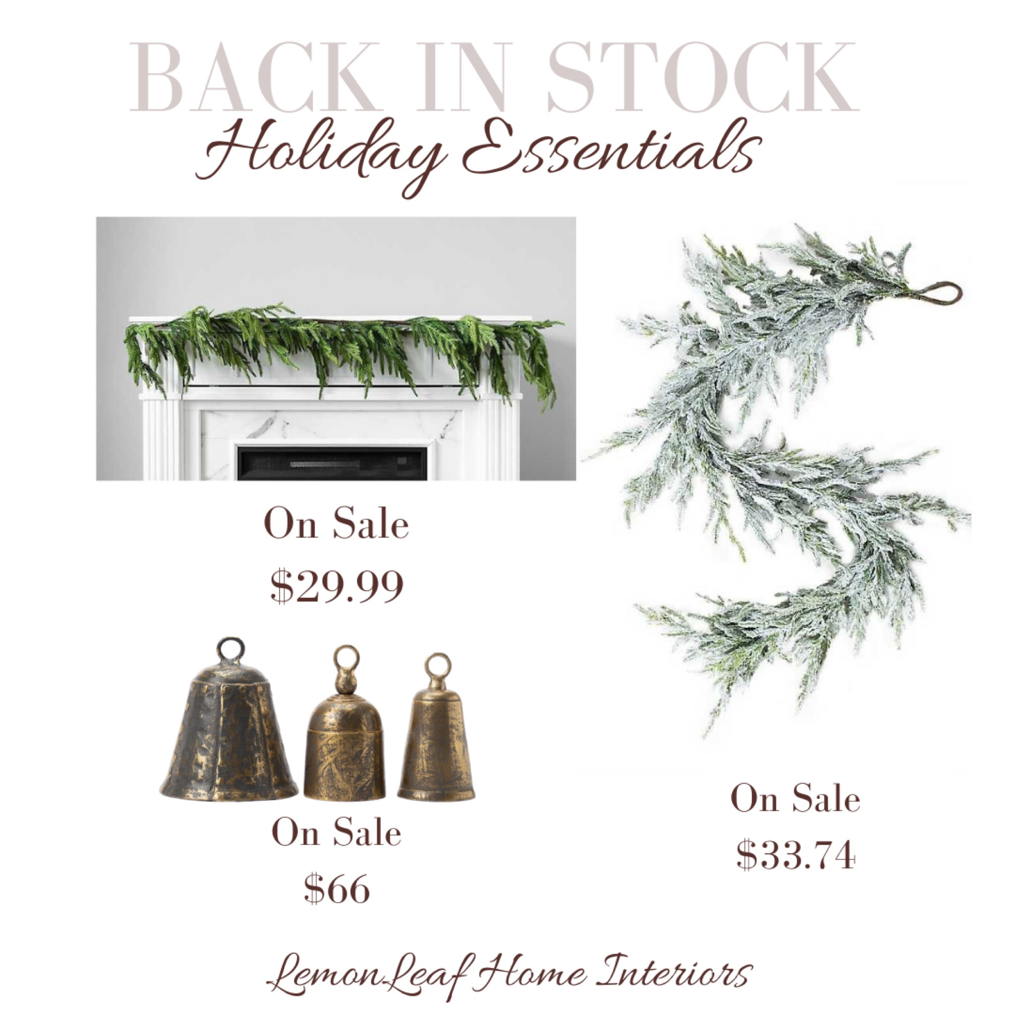 Don’t miss this restock and sale! 
Kirkland’s Real touch greenery, flocked pine garland, McGee and Co rustic brass bells 



#LTKunder50 #LTKSeasonal #LTKhome