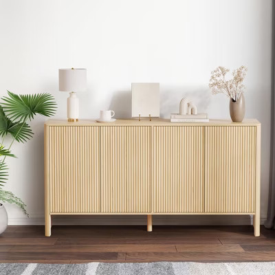 Modern Sideboard Buffet Cabinet with Fluted Doors and Adjustable Shelves, Credenza, Coffee Bar, TV Console for Kitchen Dining Living Room | Target