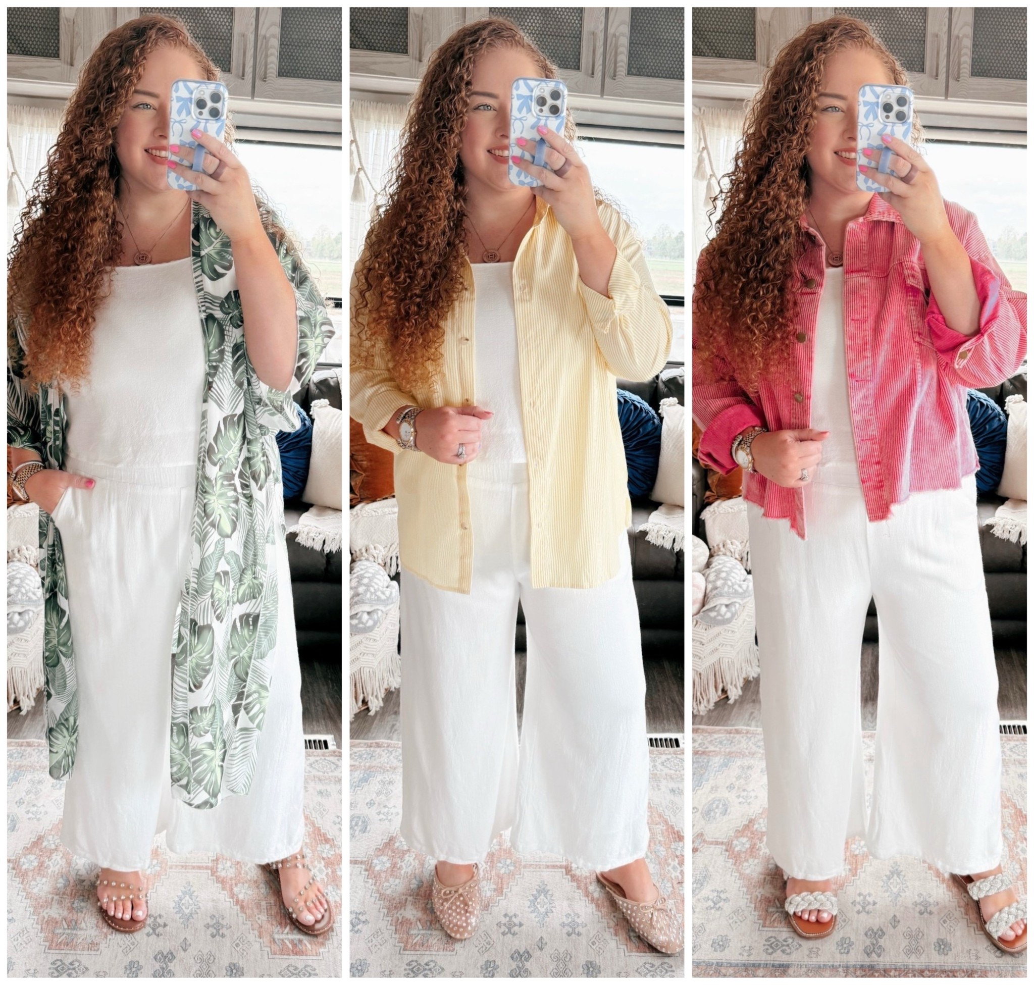 One two-piece set, three totally different vibes ✨ Who knew one outfit could do so much? From casual to elevated, this Amazon find is the ultimate style chameleon 😍 two piece set | amazon two piece set | white two piece set | chic two piece set | Amazon white pants set | spring two piece set | summer two piece set | mules | rhinestone mules | casual outfit | Casual outfit inspo | amazon casual outfit | Amazon finds | Amazon fashion | amazon outfit | Amazon look | spring outfit | amazon spring outfit | spring fashion | amazon spring fashion | button down | yellow button down | Amazon yellow button down | yellow striped button down | Amazon yellow striped button down | butter yellow | butter yellow outfit | butter yellow trend | palm print kimono | green palm print kimono | sandals | amazon sandals | pink jacket | pink corduroy jacket | Steve Madden sandals | bling sandals 

#LTKMidsize #LTKStyleTip #LTKSummerEdit