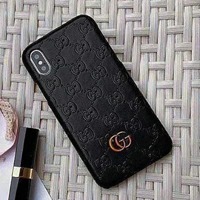 Black Premium PU Luxury Stylish Designer Fashion Leather Cover Case for iPhone 8 Plus & 7 Plus | Amazon (US)