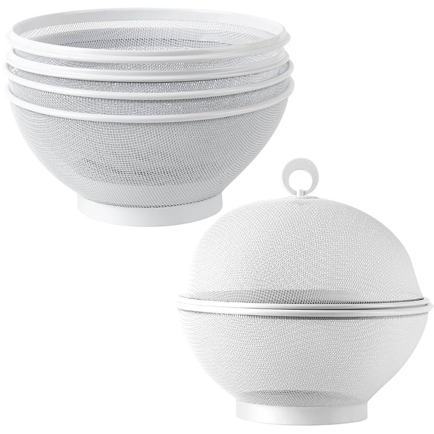 2Pcs Large Capacity Mesh Fruit Basket with Lid Food Grade Prevent Fly Stainless Steel Kitchen Dra... | Amazon (US)