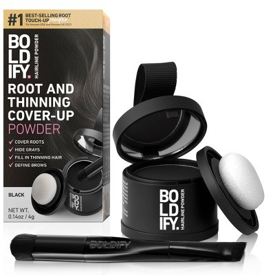 BOLDIFY Root Touch Up Powder with Brush, Covers Thinning Hair & Grays, Water-Resistant - Black | Target