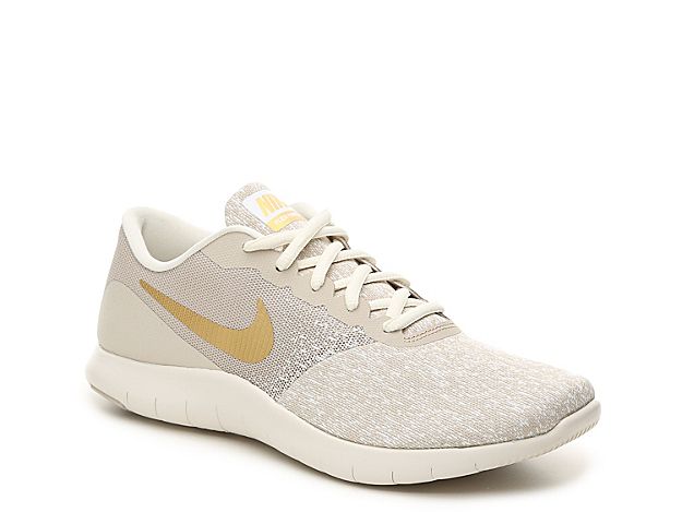 Nike Flex Contact Lightweight Running Shoe - Women's - Off White/Taupe/Gold | DSW