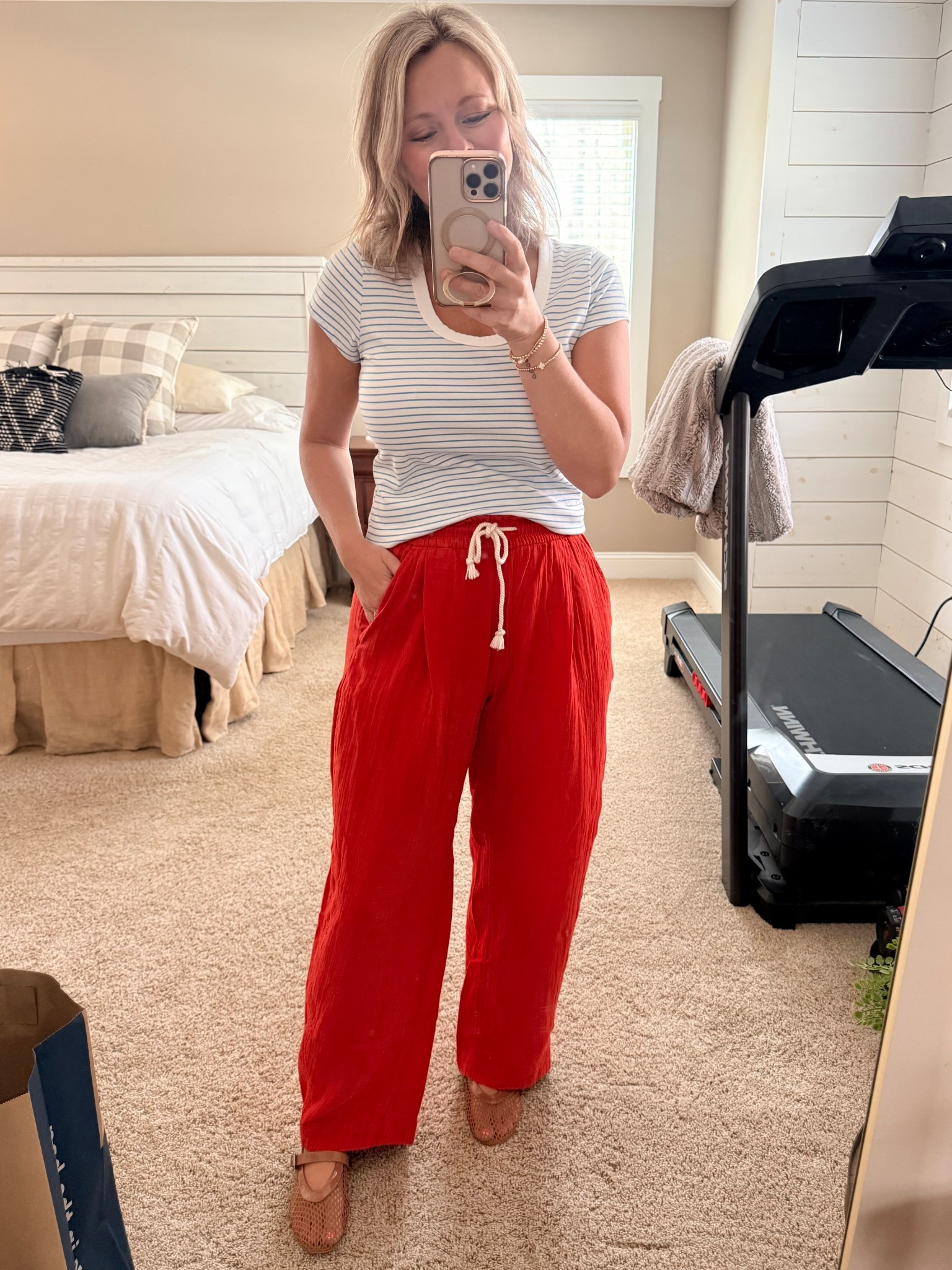 The cutest & comfy-est pants ever 🧡 love this fun color and also comes in other color options!  I paired with a striped tee from Walmart!


#LTKmomlife #LTKOver40 #LTKSpringSale