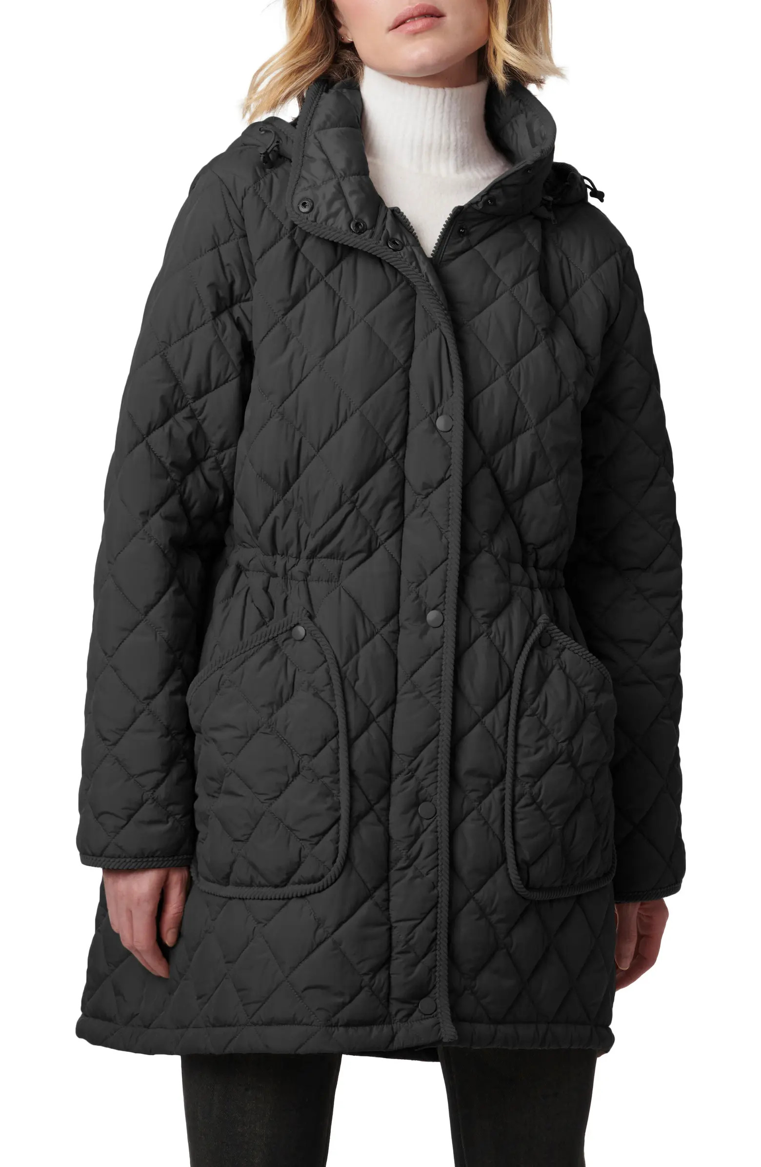 Bernardo Diamond Quilted Hooded Puffer Coat | Nordstrom | Nordstrom