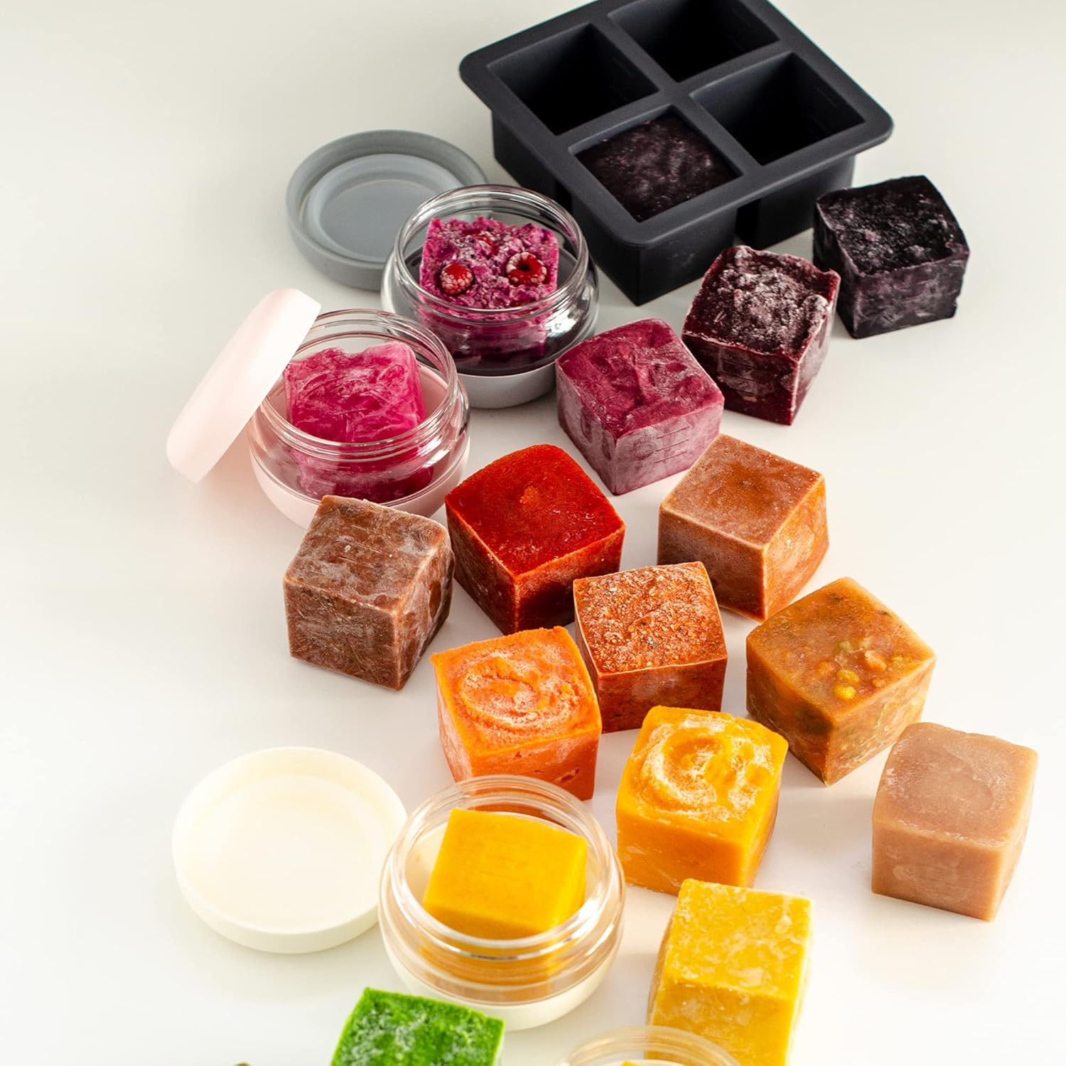 W&P Cup Cubes Silicone Freezer Tray with Lid, Charcoal, Makes 4 Perfect 1-Cup Portions, Freeze & ... | Amazon (US)