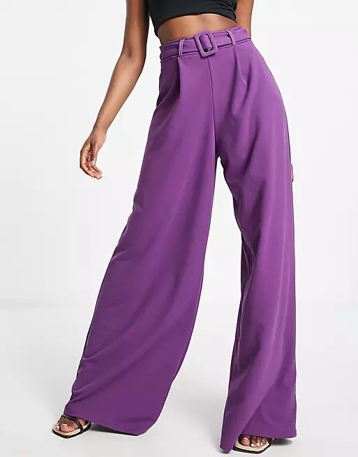 I Saw It First wide leg belted pants in purple - part of a set | ASOS (Global)