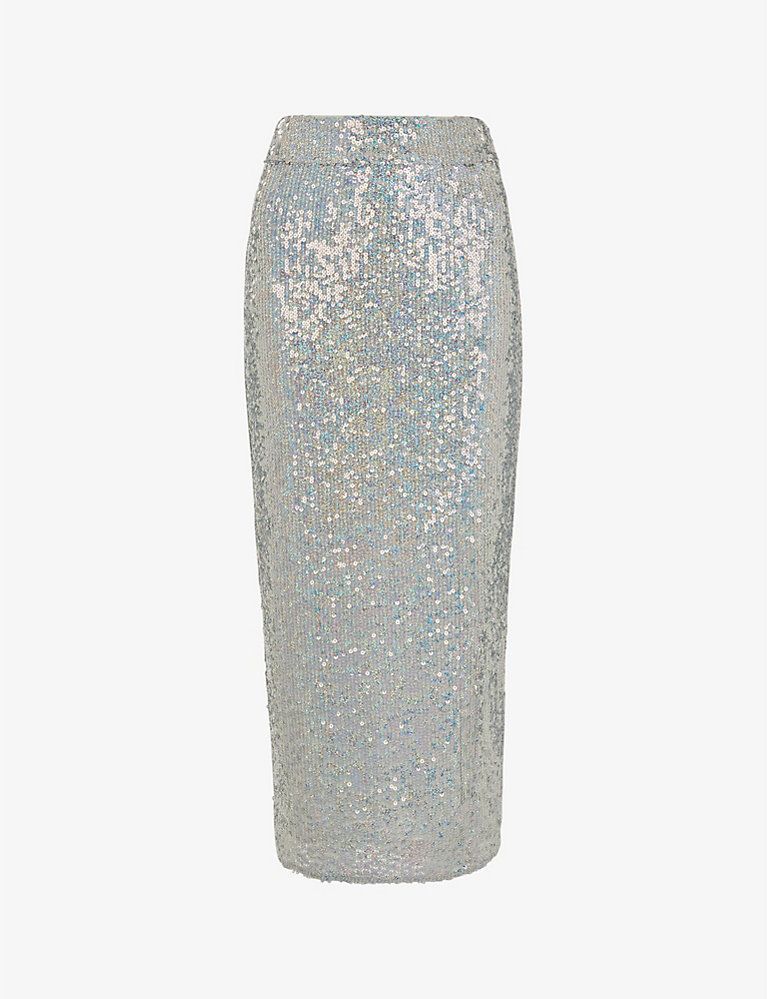 Sequin-embellished high-waist recycled-polyester midi skirt | Selfridges