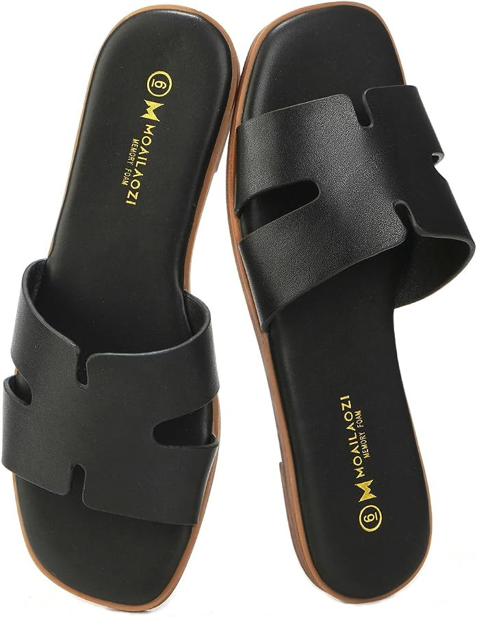 Women's Dressy Flat Sandals, Slip On Slide With Comfortable Memory Foam Support, Summer Beach Sli... | Amazon (US)
