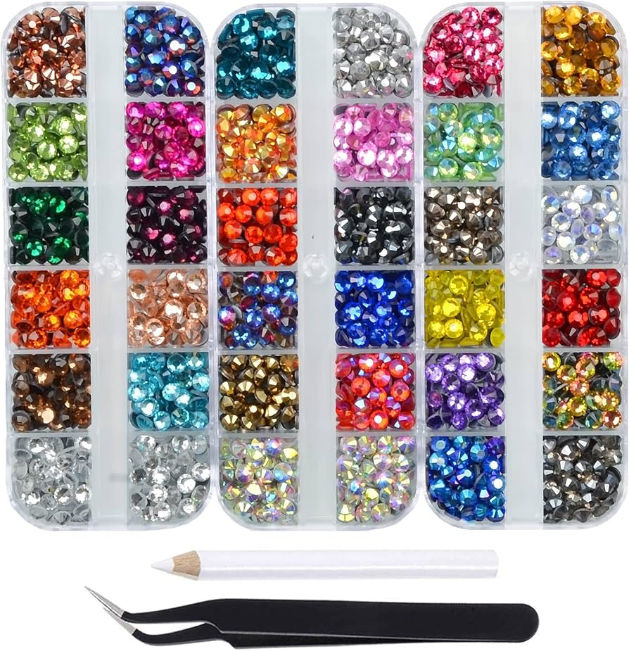 Amazon.com: Massive Beads 3300pcs+ Flatback Glass Hotfix Iron On Rhinestones Crystal for DIY Maki... | Amazon (US)