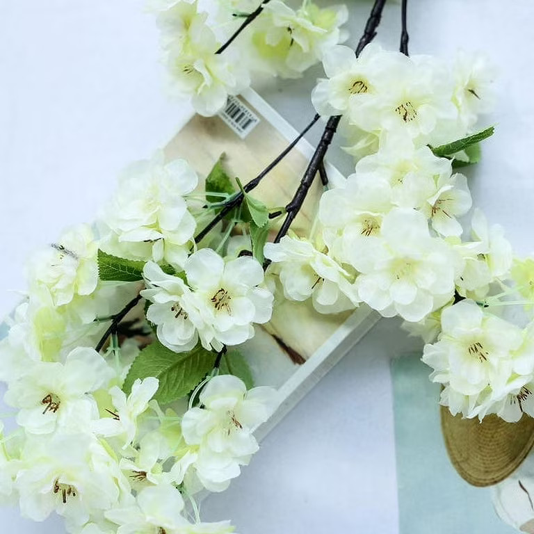 Efavormart 4 Bushes 40" Tall Silk Artificial Flowers Faux Cherry Blossoms Branches Cream | Walmart (US)