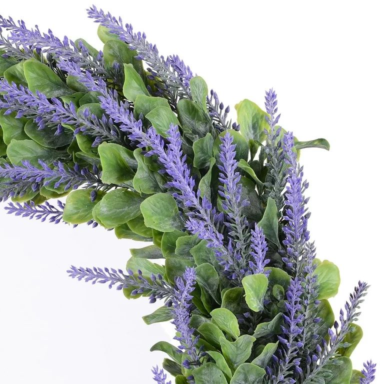 Artificial Lavender Wreath 17" Faux Spring Hanging Lavender Wreath with Boxwood Greenery Decorati... | Walmart (US)
