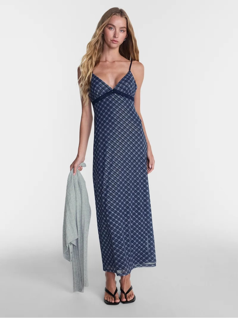 No Boundaries Triangle Mesh Maxi Dress, Women\u2019s XXS-XXL | Walmart (US)