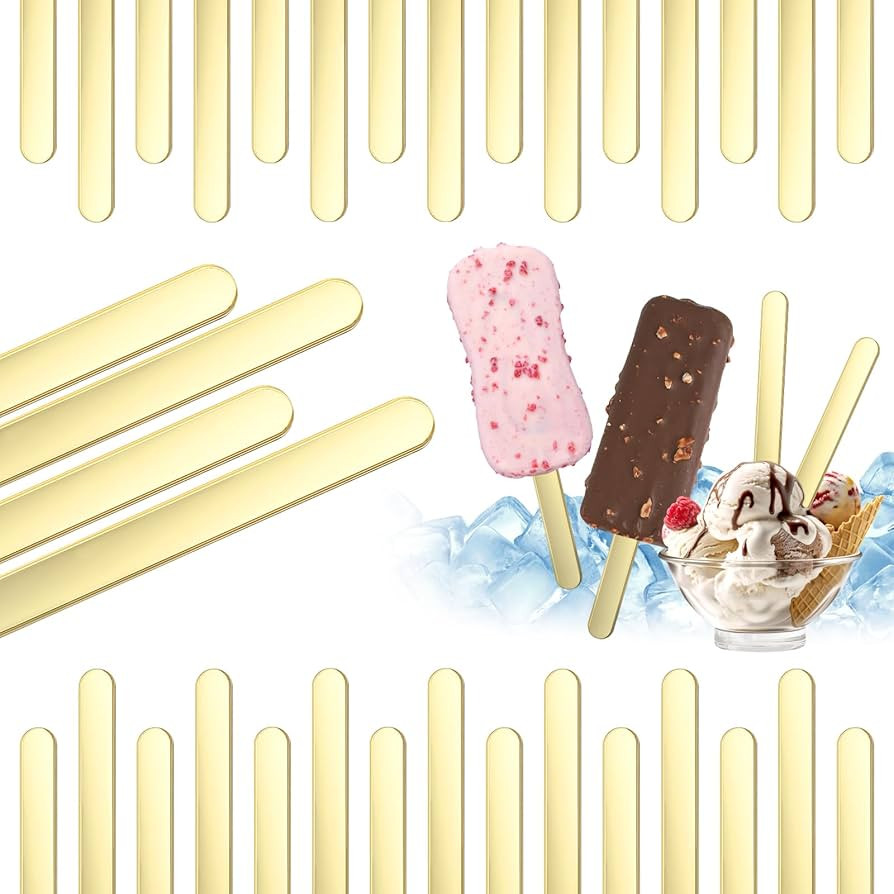 30 Pieces Gold Popsicle Sticks 4.5 Inch Acrylic Cakesicle Sticks Reusable Ice Pop Sticks Plastic ... | Amazon (US)