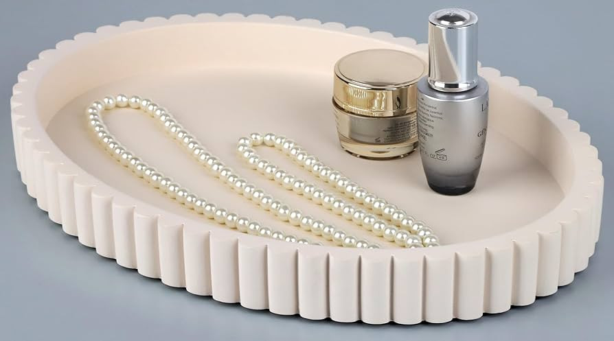 Vixdonos Oval Decorative Concrete Tray,Bandejas Decorativas for Coffee Table,Ottoman Tray for Liv... | Amazon (US)