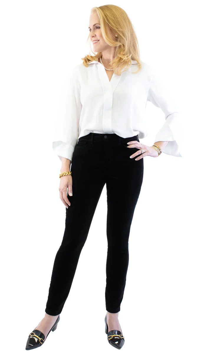 Monique - Velvet Jean - Black | Pearls