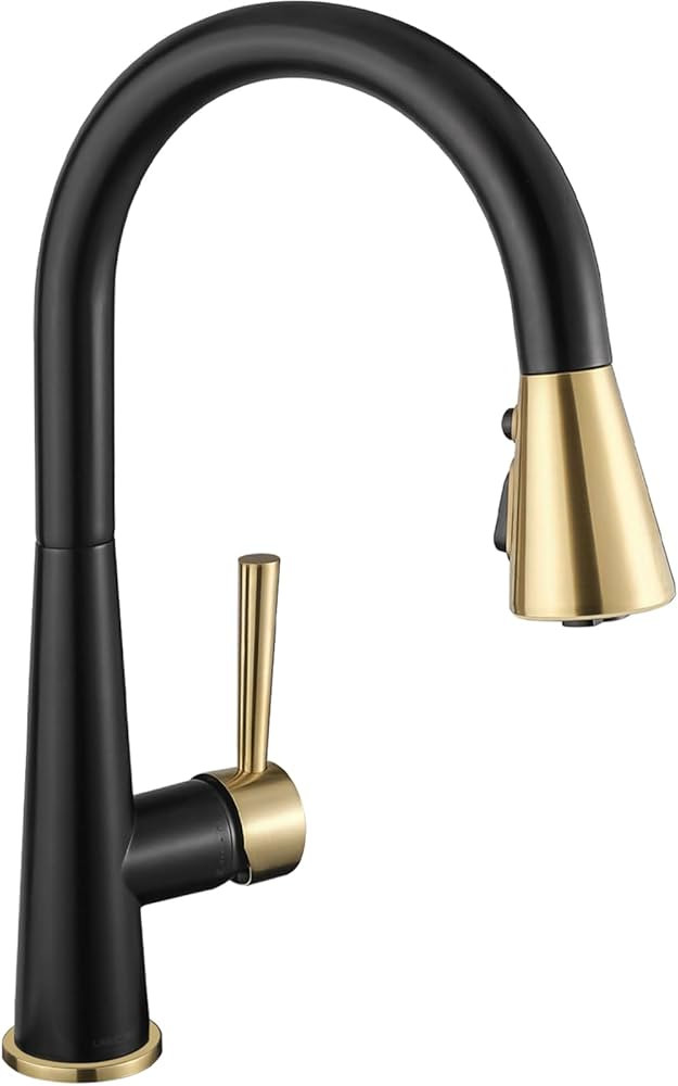 Kitchen Faucet with Pull Down Sprayer, Lava Odoro Matte Black and Brushed Gold Kitchen Sink Fauce... | Amazon (US)