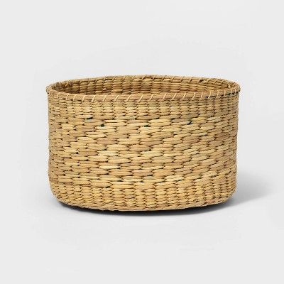 Round Basket with Color Bands and Diagonal Pattern Natural - Threshold&#8482; | Target