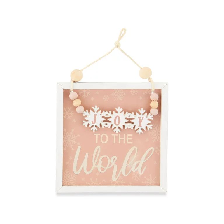Pink and White Plywood Frame with Snowflake Christmas Ornament, 0.12 lb, by Holiday Time | Walmart (US)