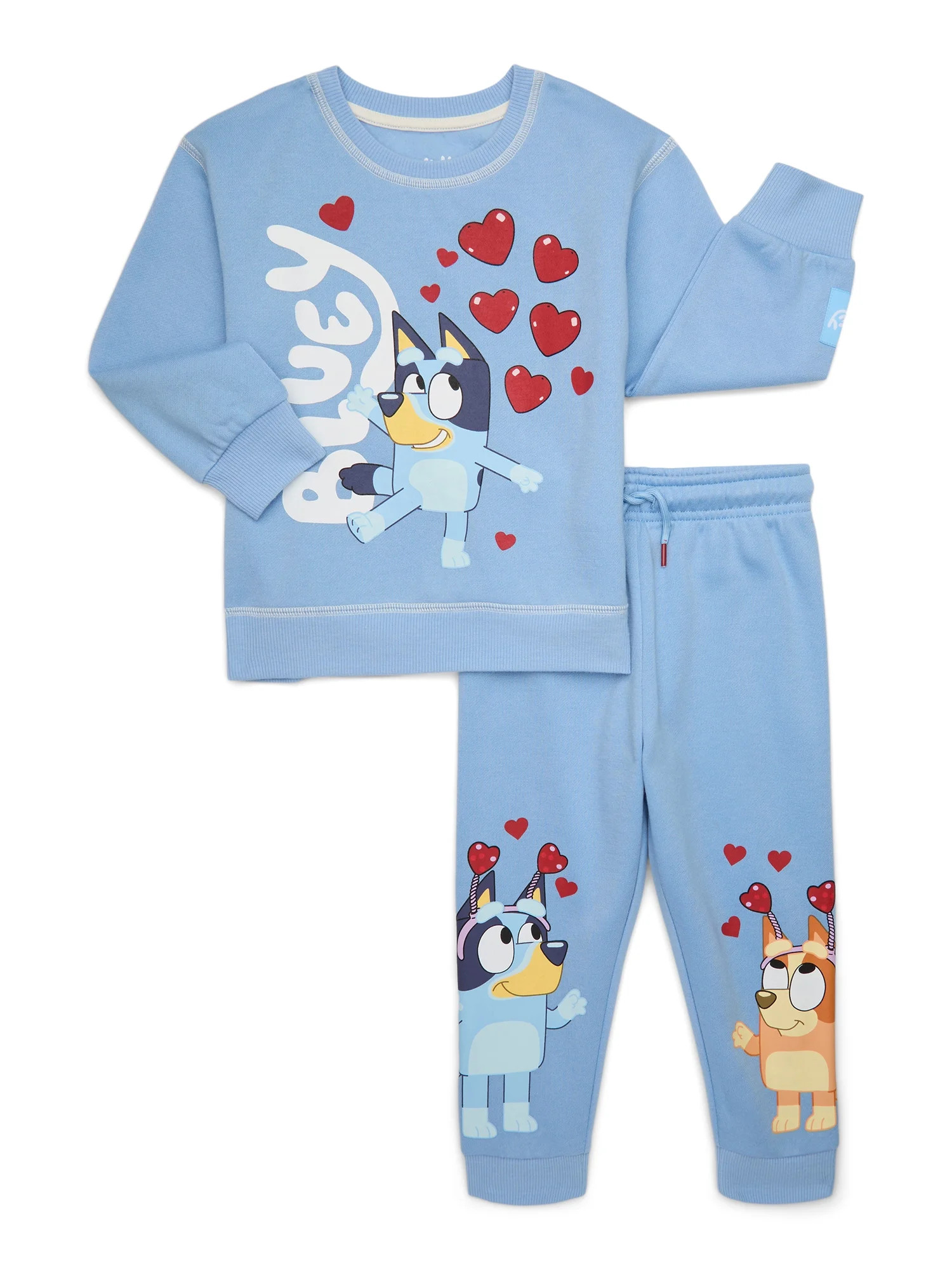 Bluey Toddler Boys or Girls Valentine's Day Graphic Sweatshirt and Joggers Set, 2-Piece, Sizes 12... | Walmart (US)