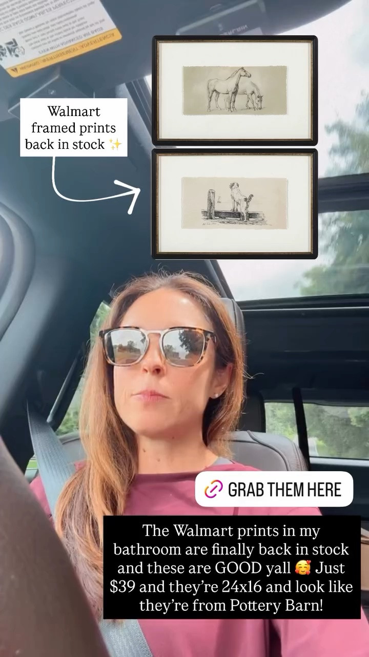 The Walmart prints in my bathroom are finally back in stock and these are GOOD yall 🥰 Just $39 and they’re 24x16 and look like they’re from Pottery Barn! Walmart framed prints back in stock ✨