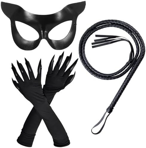 Cat Costume for Woman Cat Mask Glove and Black Whip Halloween Cosplay Accessories | Amazon (US)