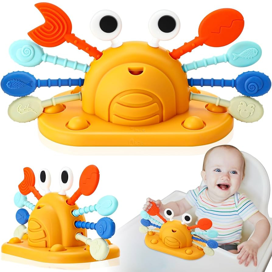 Montessori Toys for Babies 6-12 Months, Food Grade Silicone Baby Sensory Toys, Cutie Crab High Ch... | Amazon (US)