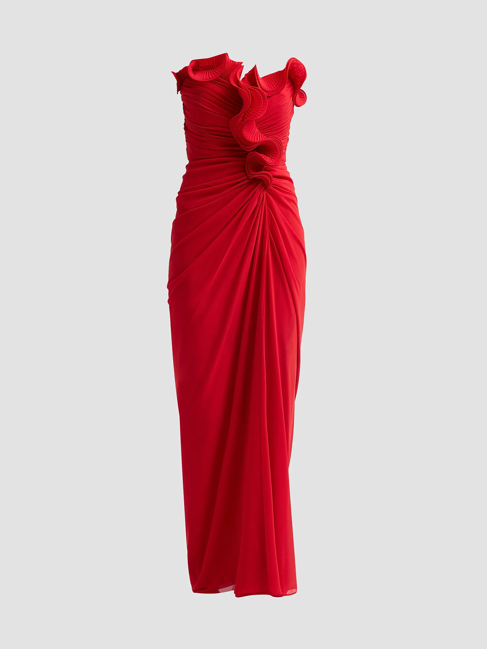 Badgley Mischka Pleated Ruffle Chiffon Column Gown | Saks Fifth Avenue | Saks Fifth Avenue