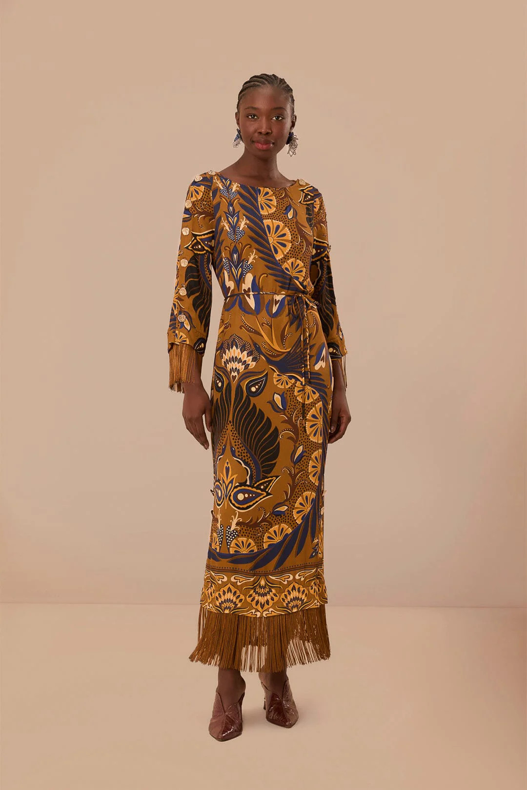 Gold Heart Forest LENZING™ ECOVERO™ Viscose Maxi Dress | FarmRio (US)