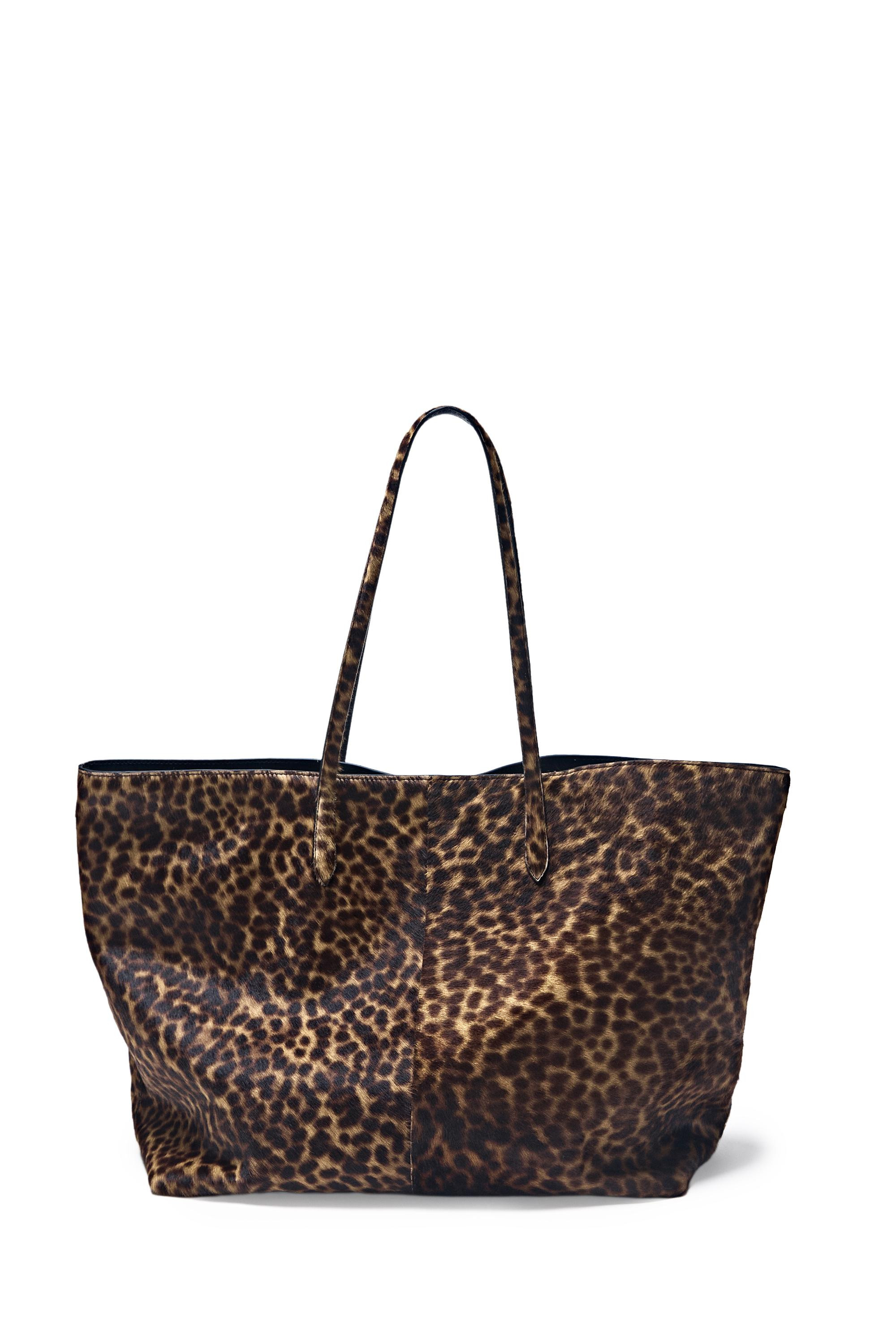 Large fur leather tote bag - ECRU | Massimo Dutti UK