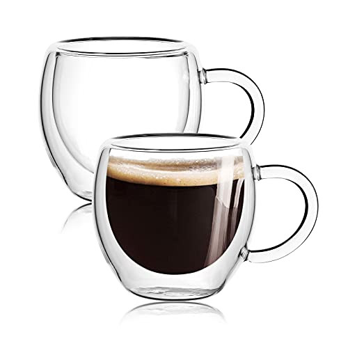 2-Pack 2.5 Oz Espresso Cups With Handle,Espresso Shot Glasses,Clear Expresso Coffee Cups,Double Wall | Amazon (US)