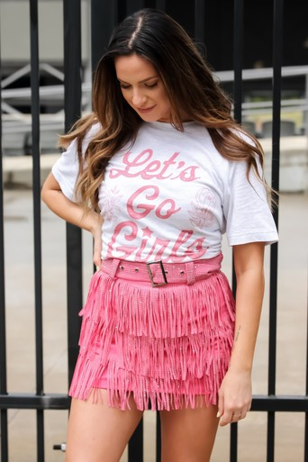 Belted Pink Rhinestone Skort | Material Girls