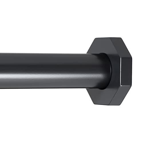 Ivilon Tension Curtain Rod - Hexagonal Spring Tension Rod for Windows or Shower, 54 to 90 Inch, Black | Amazon (US)