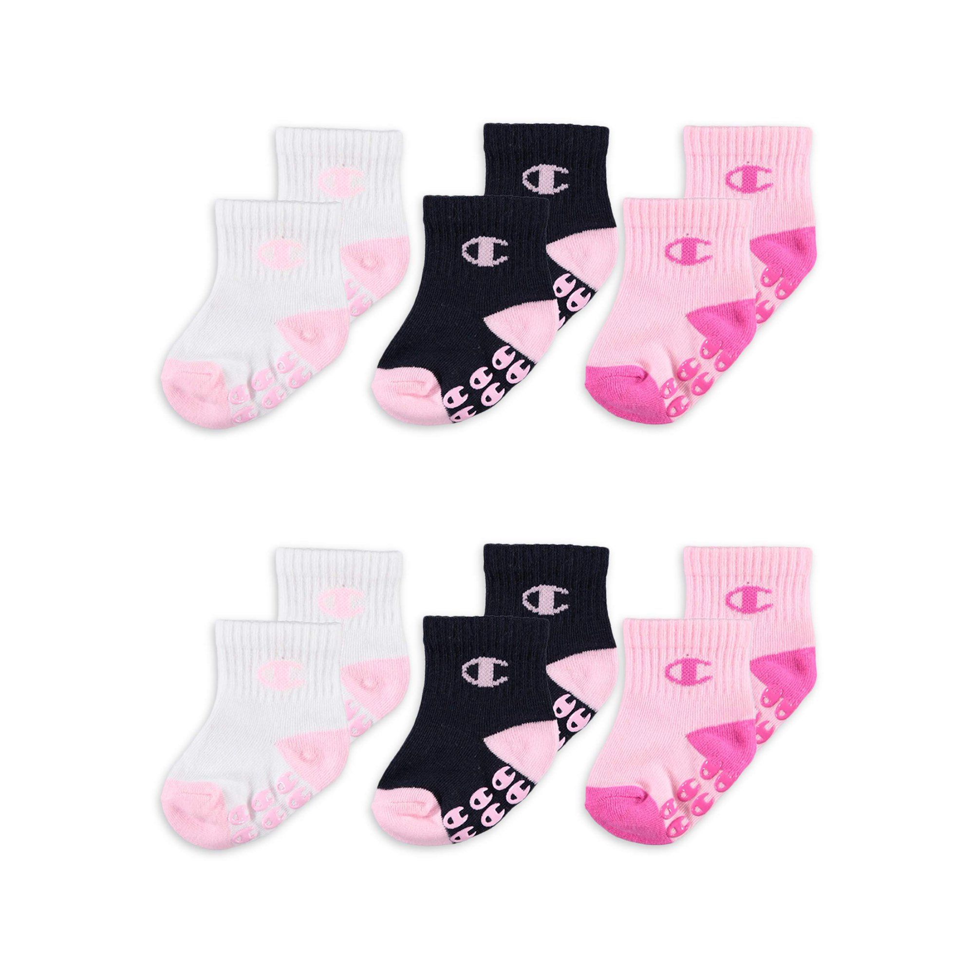 Champion Baby Girl Socks, 6 Pack Ankle Grippers | Walmart (US)